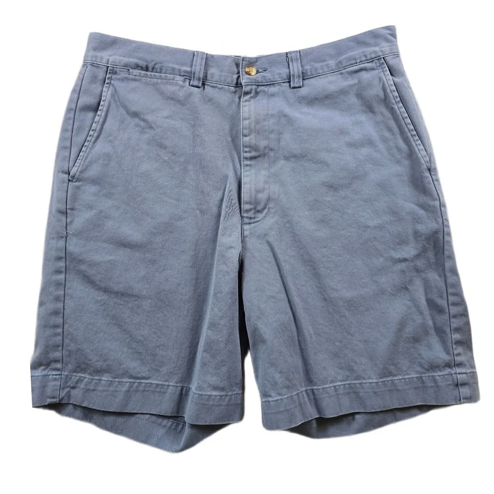 Polo Ralph Lauren Chino Shorts Mens 34 Blue Gray 100% Cotton Flat Front Classic